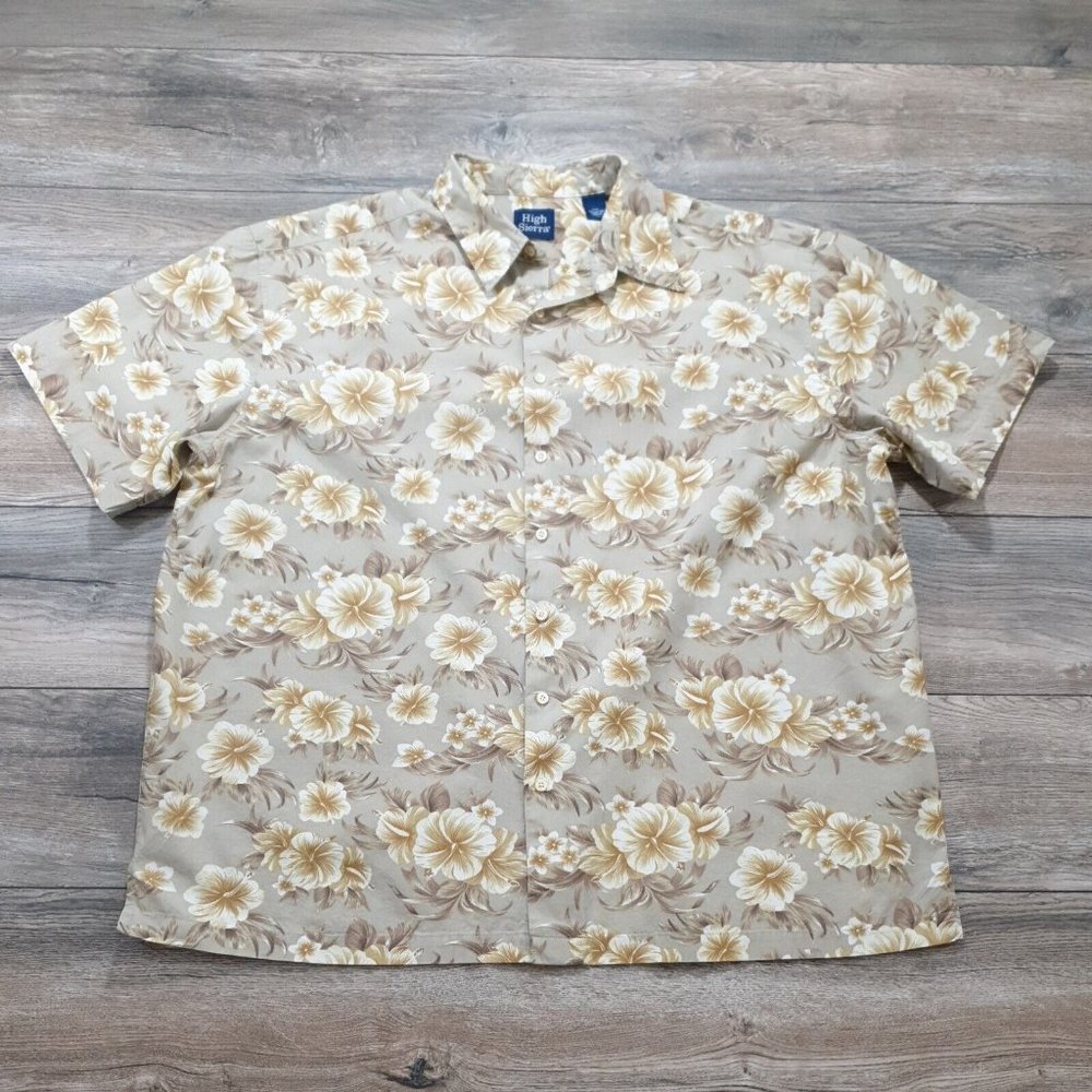 High Sierra Mens 2XL Short Sleeve Shirt Hawaiian Vacation Floral Party Casual